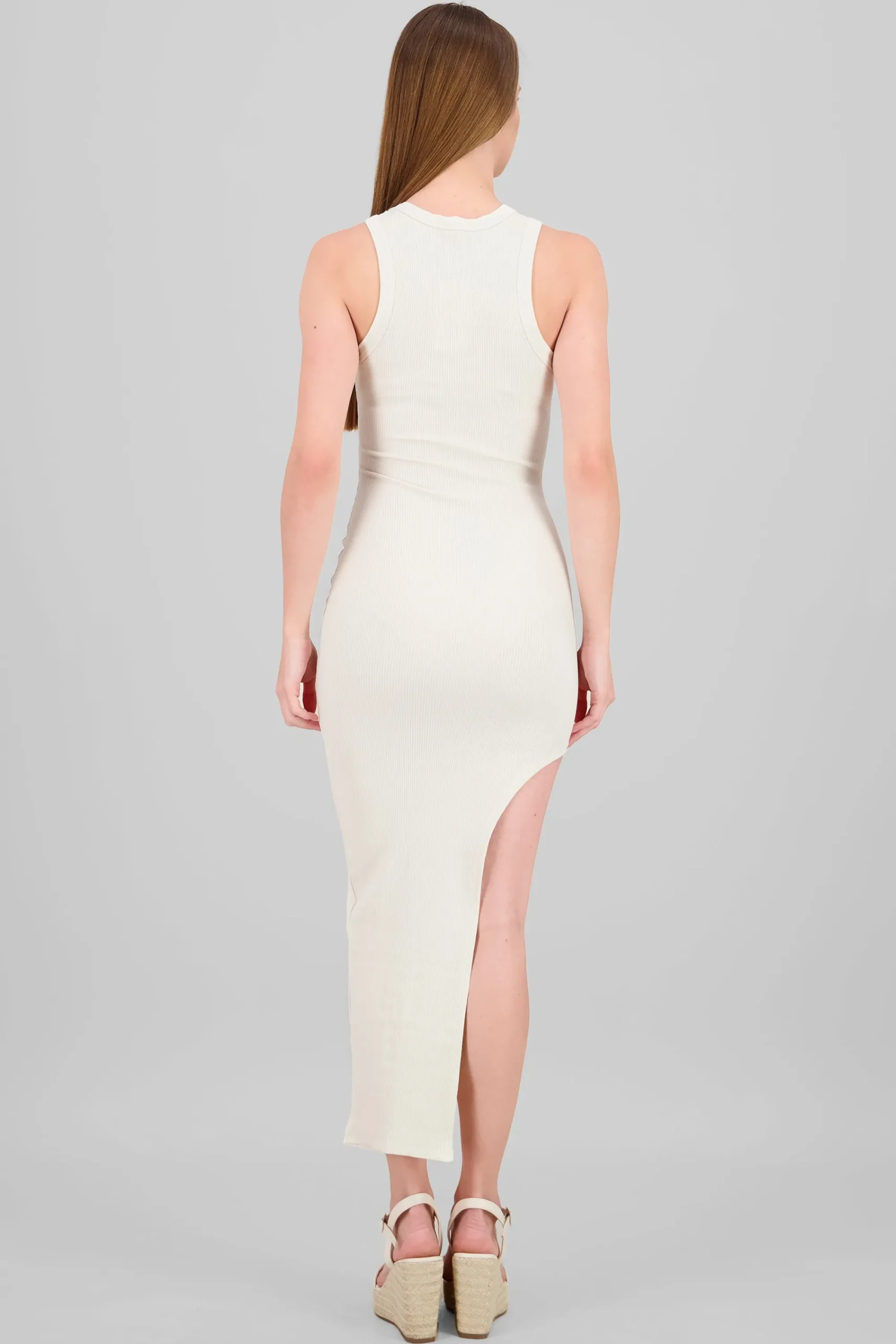 Shasa Ribbed Dress With Leg Slit