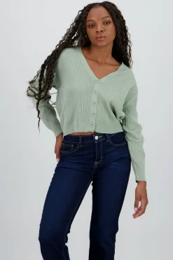 Shasa Ribbed Knit Buttoned Cardigan