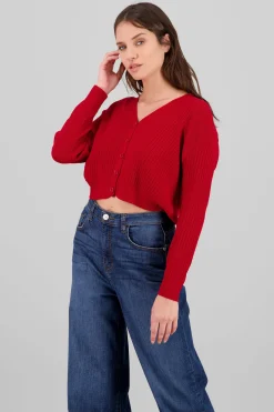 Shasa Ribbed Knit Buttoned Cardigan