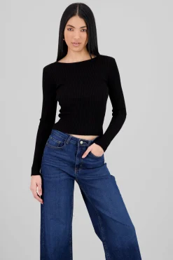 Shasa Ribbed Knit Long Sleeve Top