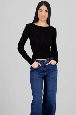 Shasa Ribbed Knit Long Sleeve Top
