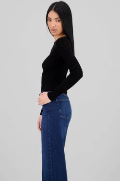 Shasa Ribbed Knit Long Sleeve Top