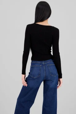 Shasa Ribbed Knit Long Sleeve Top