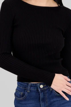 Shasa Ribbed Knit Long Sleeve Top