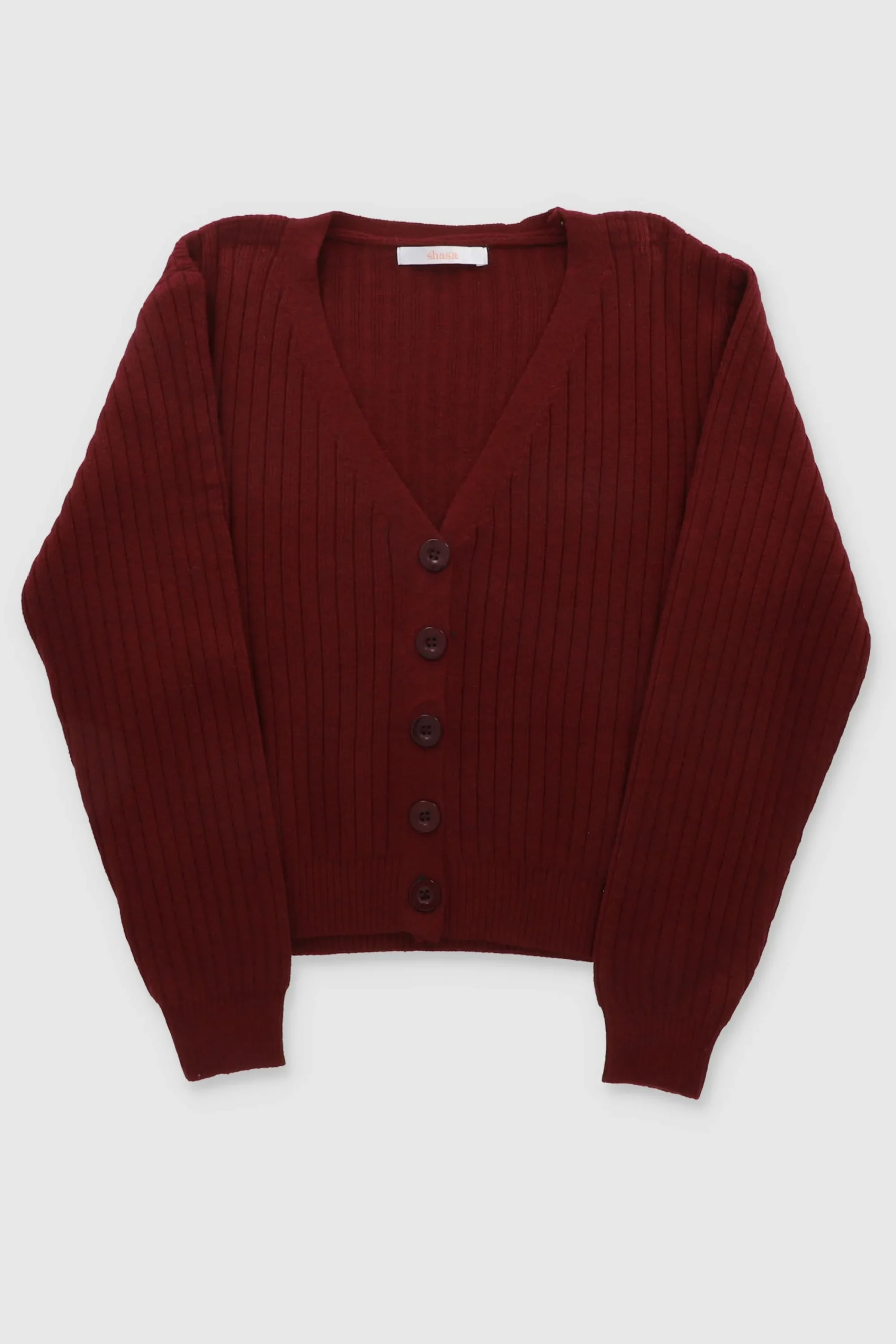 Shasa Ribbed Knit OpenButton Cardigan