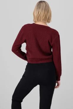 Shasa Ribbed Knit OpenButton Cardigan