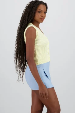 Shasa Ribbed Knit Vest with Buttons