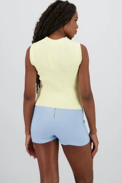 Shasa Ribbed Knit Vest with Buttons