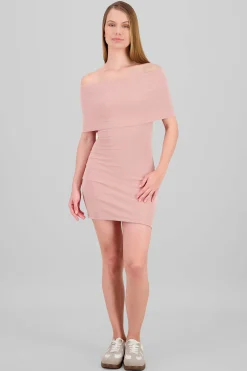 Shasa Ribbed Off Shoulder Mini Dress