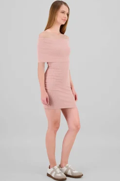Shasa Ribbed Off Shoulder Mini Dress