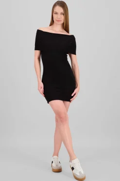 Shasa Ribbed Off Shoulder Mini Dress