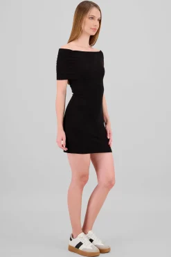 Shasa Ribbed Off Shoulder Mini Dress