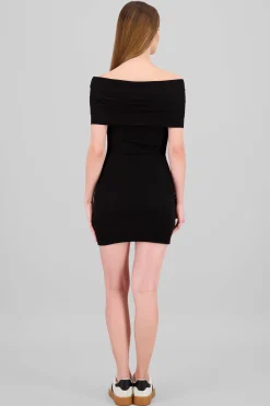 Shasa Ribbed Off Shoulder Mini Dress