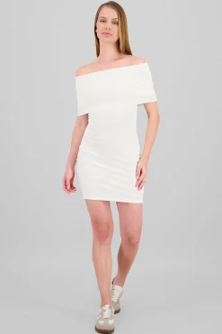 Shasa Ribbed Off Shoulder Mini Dress