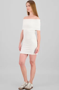 Shasa Ribbed Off Shoulder Mini Dress