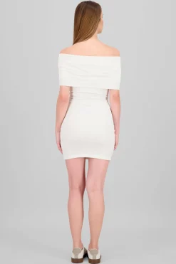 Shasa Ribbed Off Shoulder Mini Dress