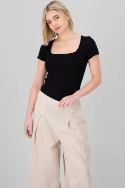 Shasa Ribbed Short Sleeve Bodysuit