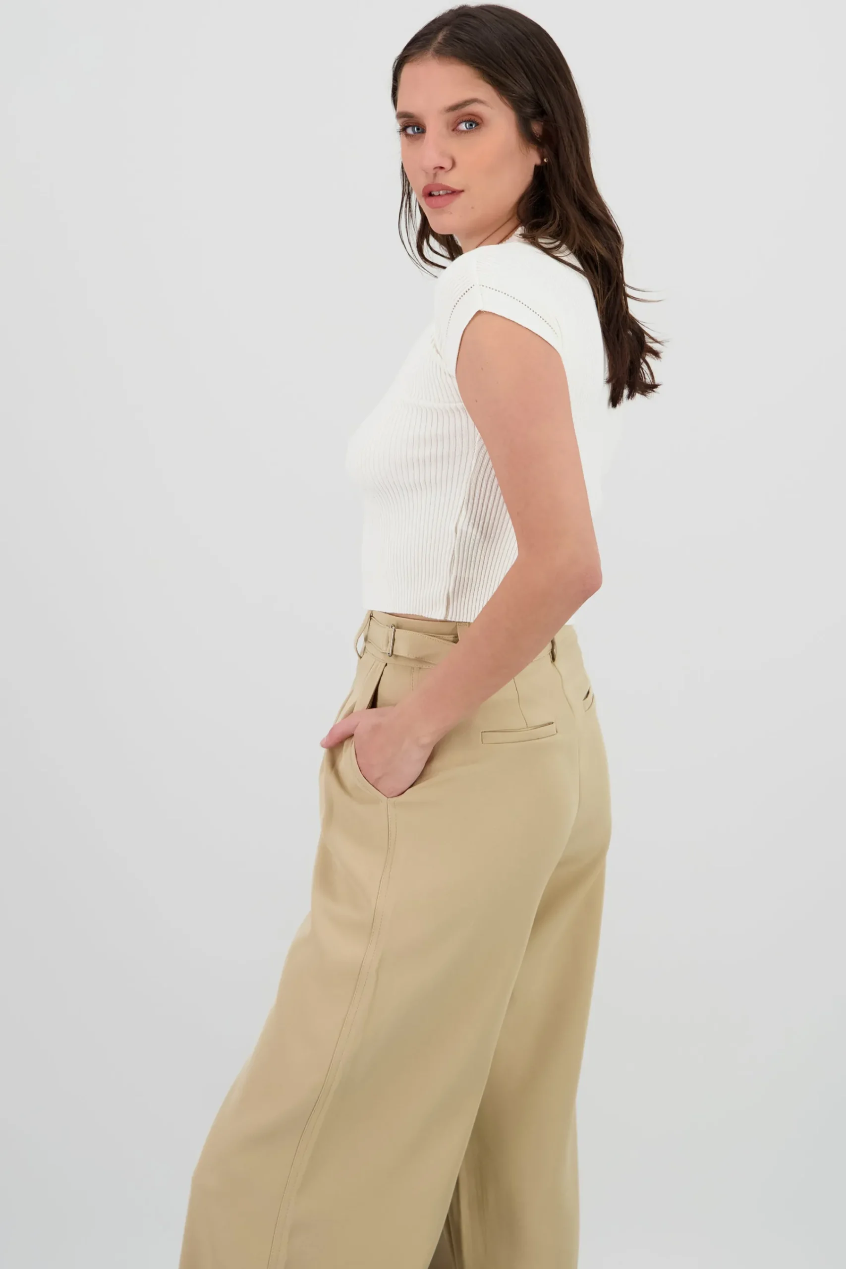 Shasa Ribbed Short Sleeve Knit Top