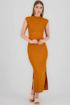 Shasa Ribbed Short Sleeve Maxi Dress