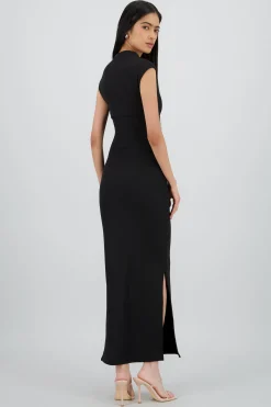 Shasa Ribbed Short Sleeve Maxi Dress