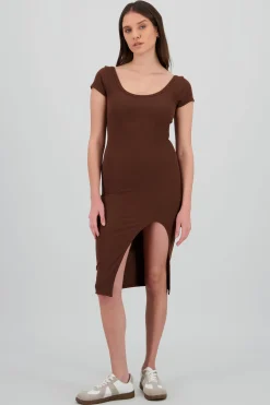 Shasa Ribbed Short Sleeve Midi Dress