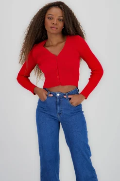 Shasa Ribbed Solid V Neck Cardigan
