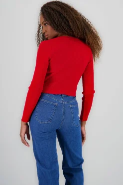 Shasa Ribbed Solid V Neck Cardigan
