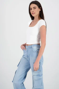 Shasa Ribbed Square Neck Top