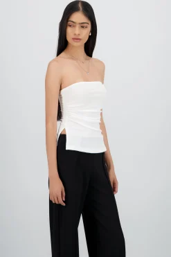 Shasa Ribbed Tube Top with Slit
