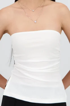 Shasa Ribbed Tube Top with Slit