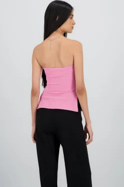 Shasa Ribbed Tube Top with Slit