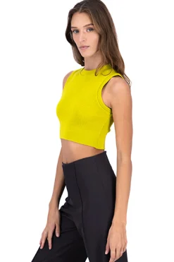 Shasa Round Neck Ribbed Top