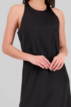 Shasa Round Neck Satin Midi Dress