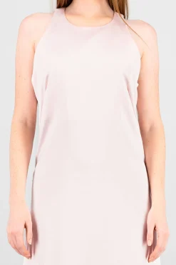 Shasa Round Neck Satin Midi Dress