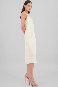 Shasa Round Neck Satin Midi Dress