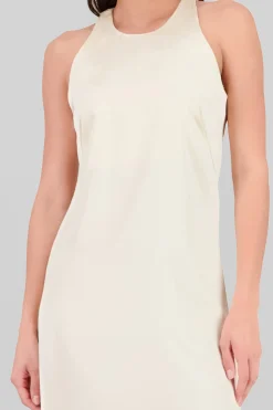 Shasa Round Neck Satin Midi Dress