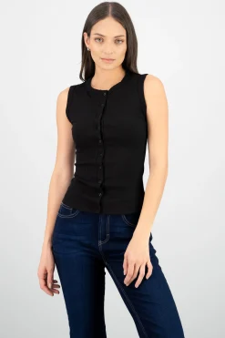 Shasa Round Neck Top with Buttons
