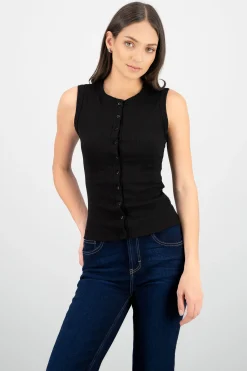 Shasa Round Neck Top with Buttons