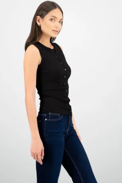 Shasa Round Neck Top with Buttons