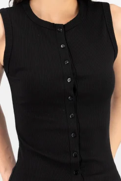 Shasa Round Neck Top with Buttons