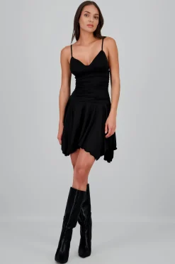 Shasa Ruched Asymmetrical Mini Dress