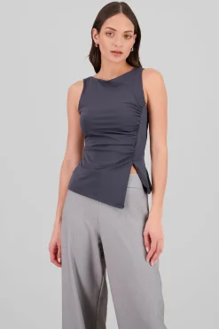 Shasa Ruched Asymmetrical Top