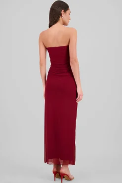 Shasa Ruched Mesh Strapless Dress