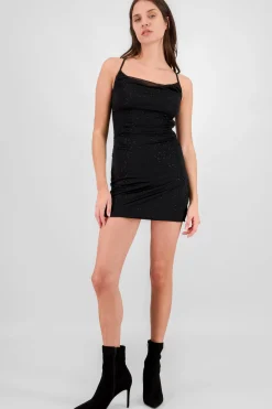 Shasa Ruched Shiny Mini Dress