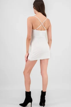 Shasa Ruched Shiny Mini Dress