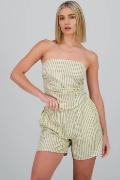 Shasa Ruched Striped Print Top