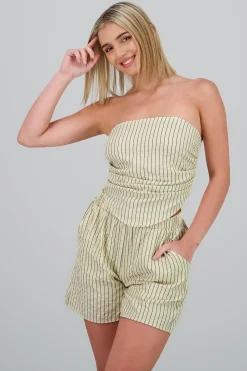 Shasa Ruched Striped Print Top
