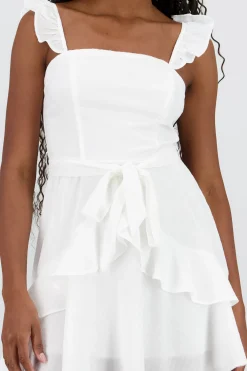 Shasa Ruffle Mini Dress with Straps