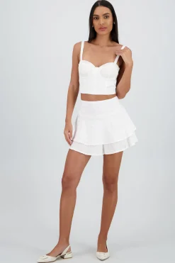 Shasa Ruffle Mini Skirt with Lace Detail