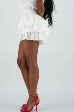 Shasa Ruffle Mini Skirt with Polka Dot Detail